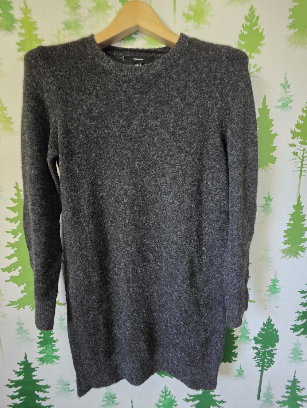 Vero Moda Charcoal Gray Crewneck Sweater Dress